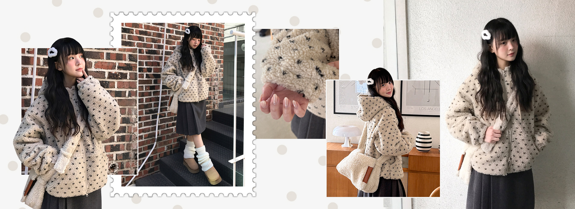 뽀글도트투웨이누빔후드점퍼