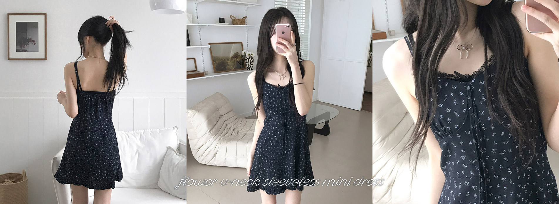 플라워V넥나시미니원피스