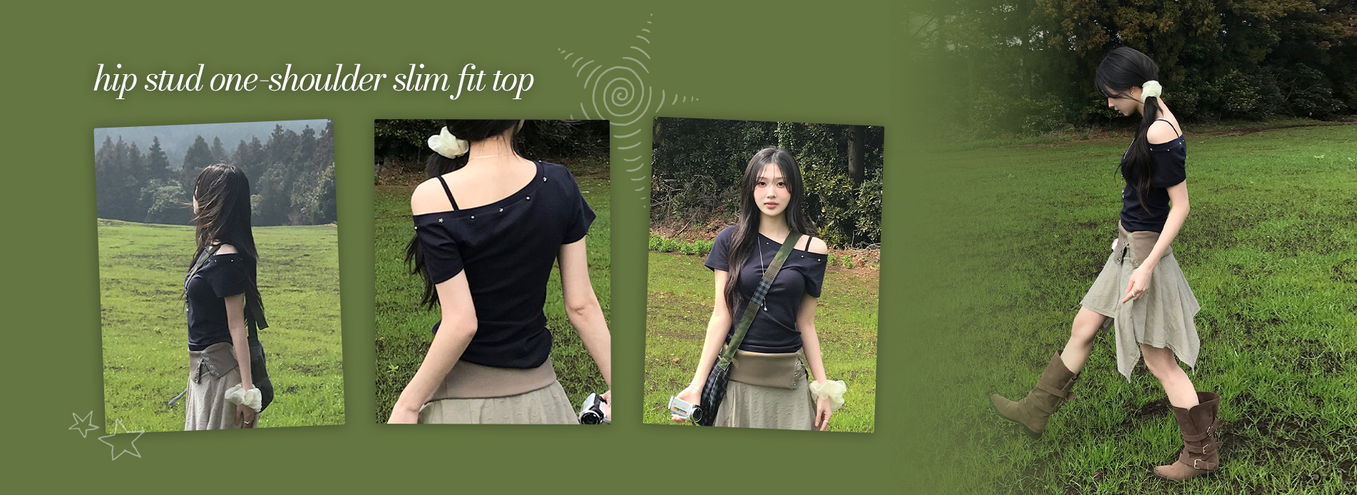 힙스터드원숄더슬림반팔티