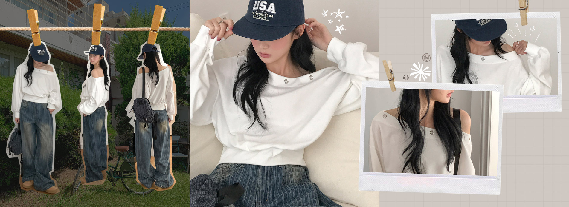 아일렛원숄더숏맨투맨티