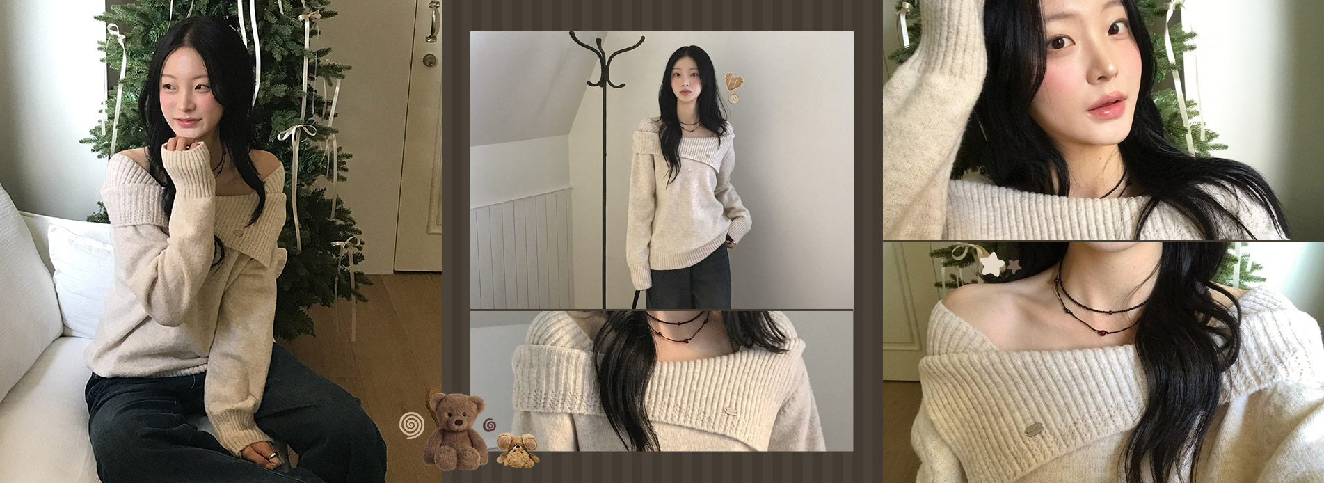 여리팬던트오프숄더니트티