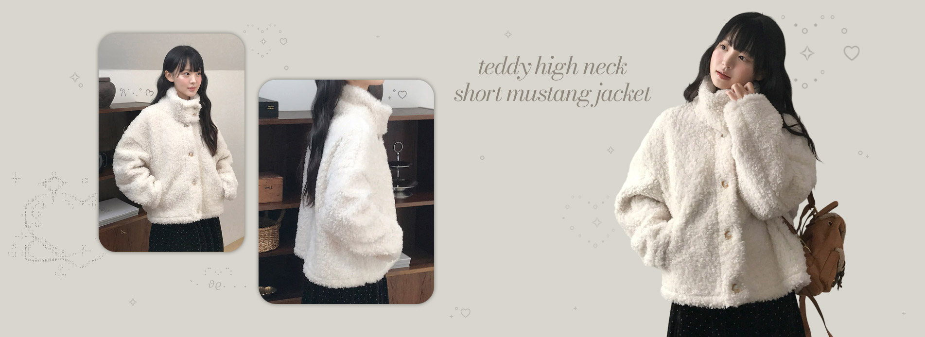 덤블하이넥숏무스탕자켓