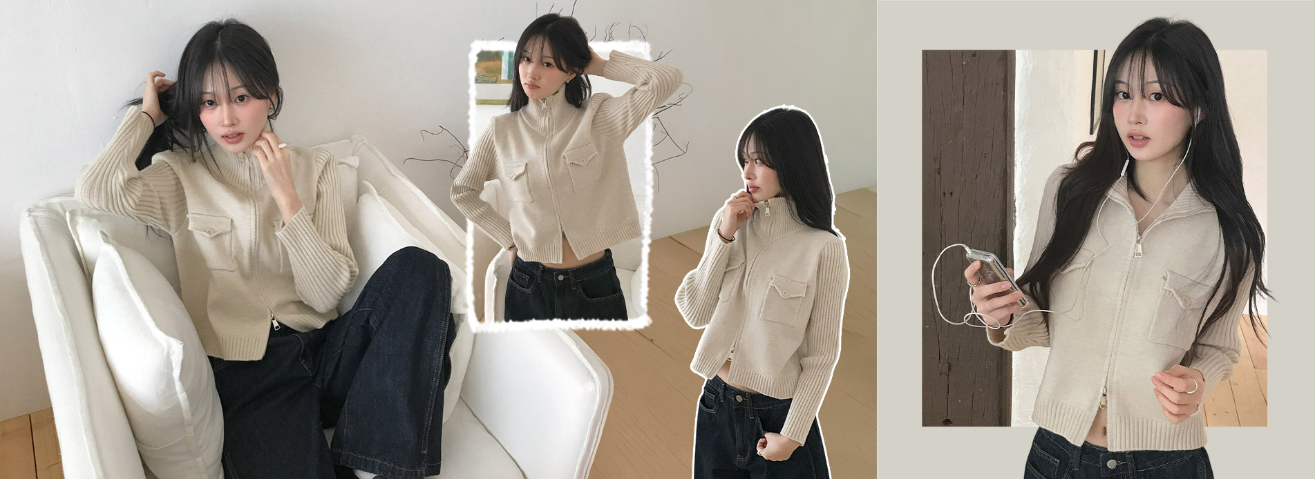 투포켓골지투웨이니트집업