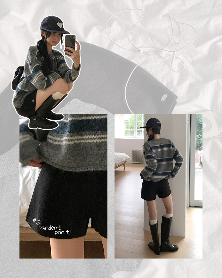 울팬던트밴딩니트숏팬츠