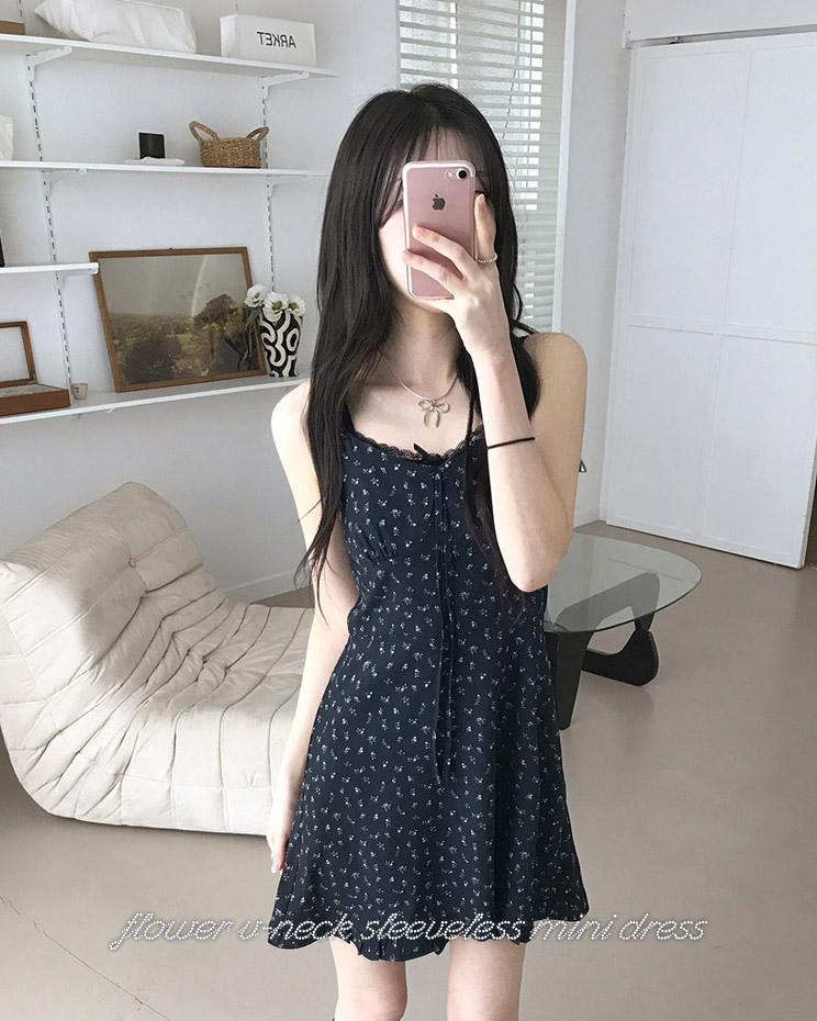 플라워V넥나시미니원피스