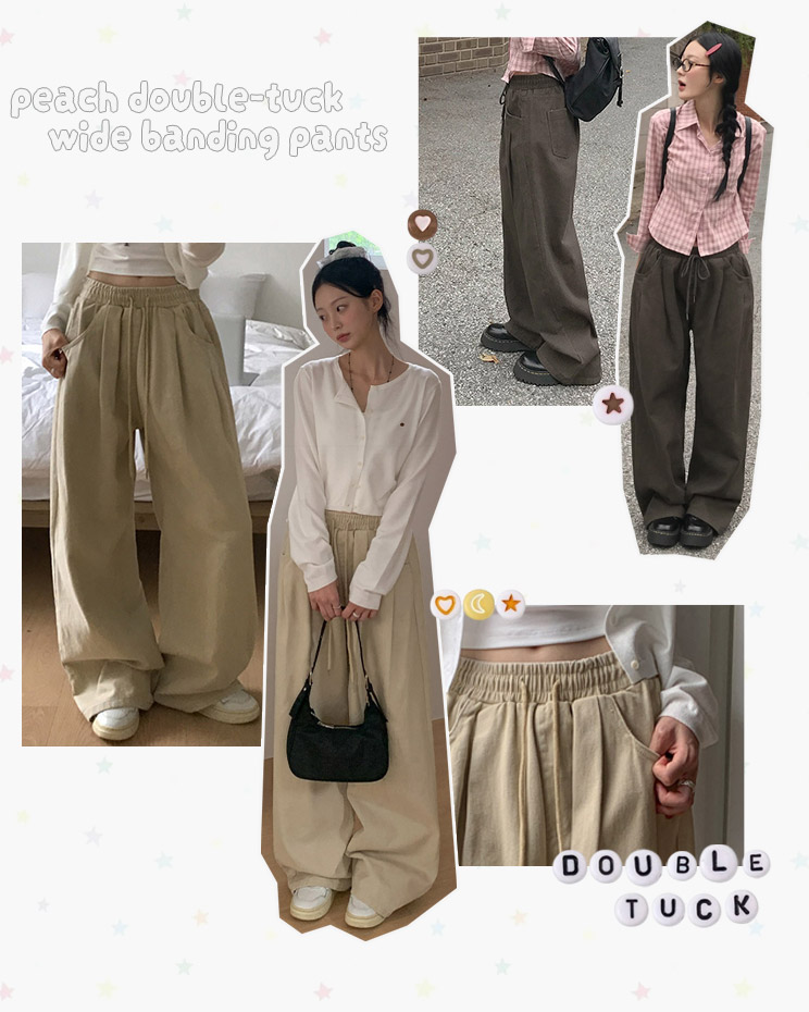 피치투핀턱밴딩와이드팬츠